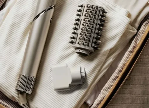 A selection of popular hair styling tools like the Dyson Airwrap and Shark FlexStyle.