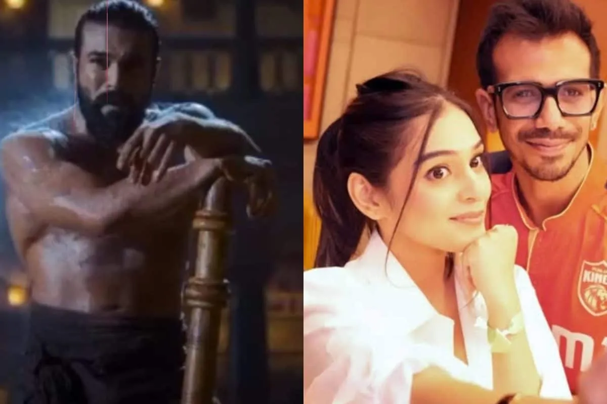Split image showing RJ Mahvash and Ram Charan.