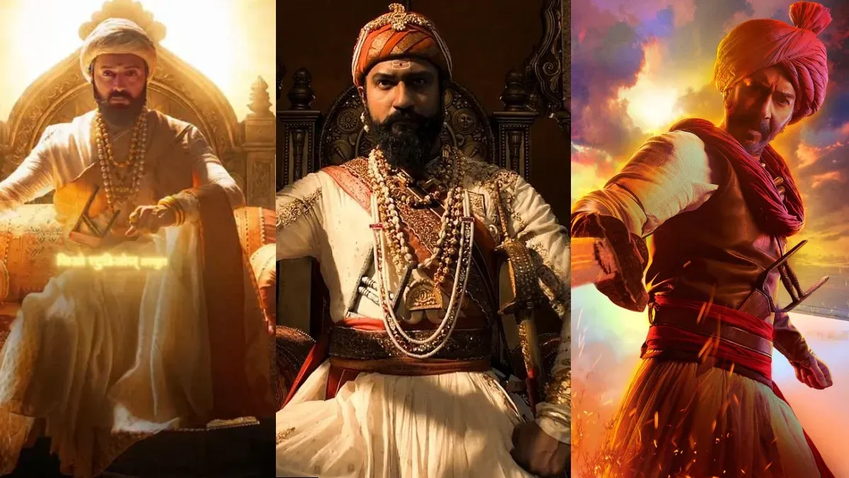 Riteish Deshmukh as Raja Shivaji in a regal pose, ready for battle.