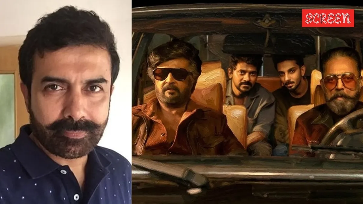 Rajinikanth and Kamal Haasan walking side-by-side with a slight smile.