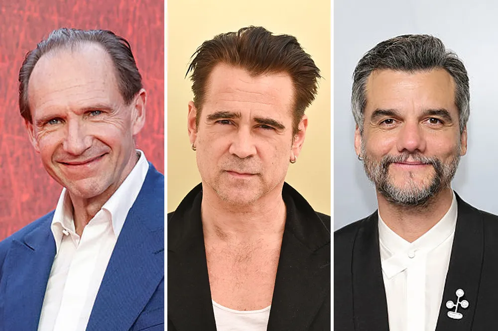 Three actors, Ralph Fiennes, Colin Farrell, and Wagner Moura, for the new movie 'Art'.