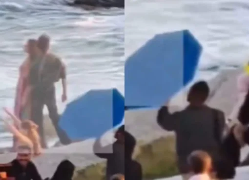 Ranveer Singh holding baby Dua on a movie set