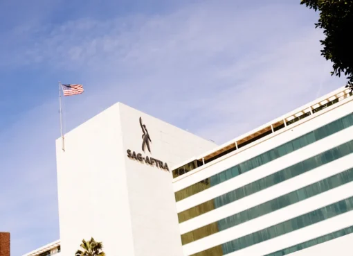Illustration showing two distinct pension fund logos visually merging into one, with a subtle SAG-AFTRA symbol in the background.