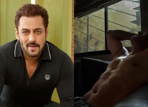 Salman Khan showing off his toned muscles and abs in a shirtless social media post.