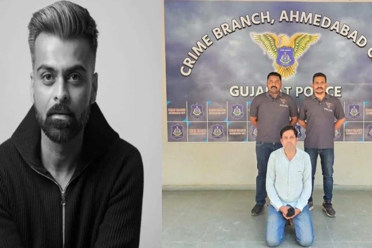 A collage of images showing a man with Bollywood actors.