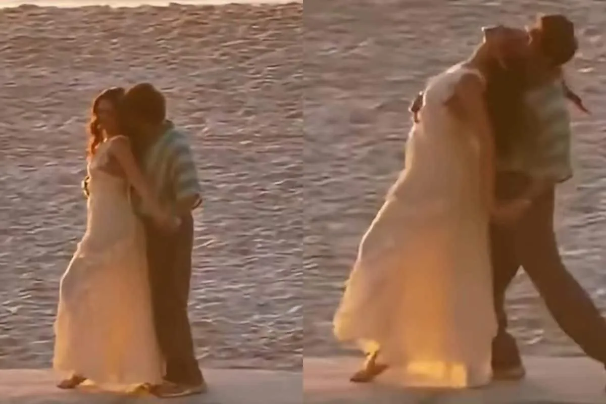 Shah Rukh Khan and Deepika Padukone in a romantic scene.
