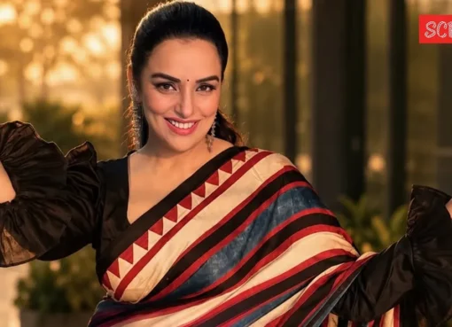 Actress Shwetha Menon speaking thoughtfully, appearing concerned.