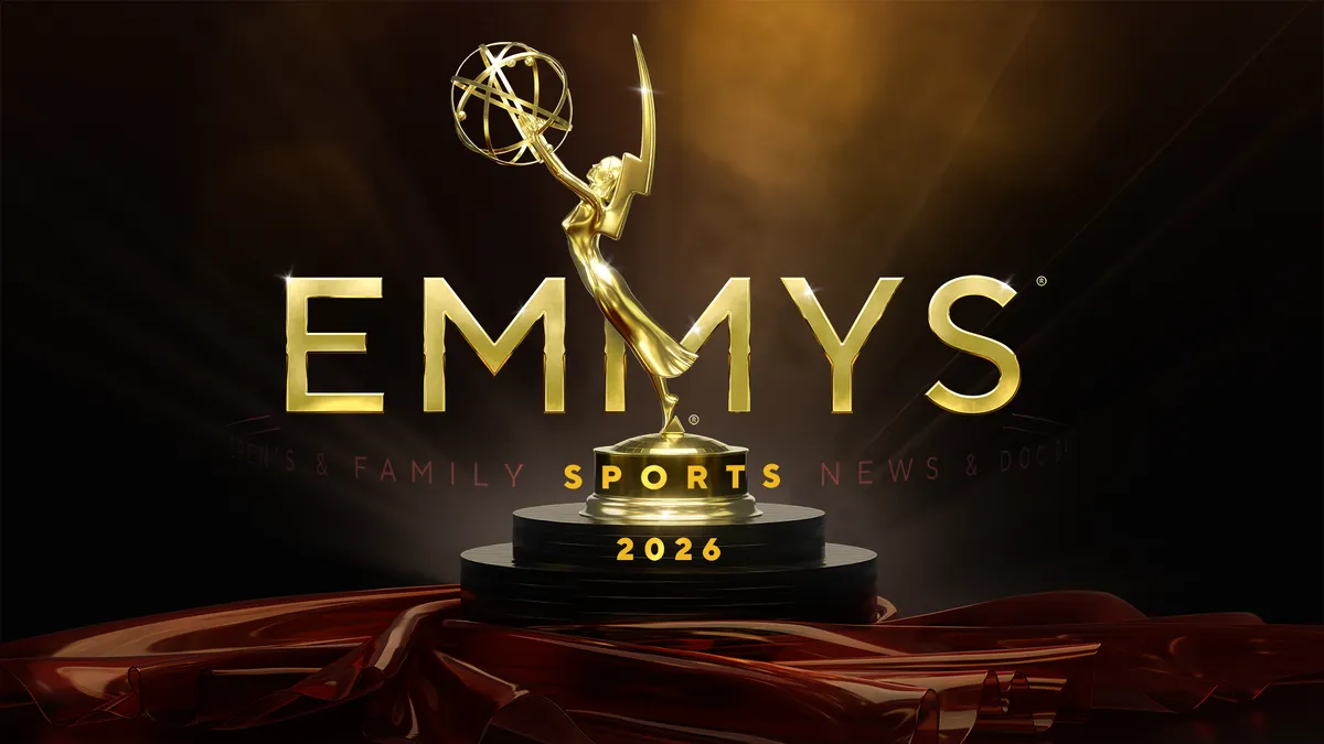 A stylized graphic celebrating the Sports Emmy Awards winners.