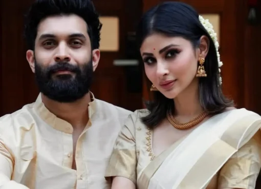 Mouni Roy and Suraj Nambiar looking happy together at an event
