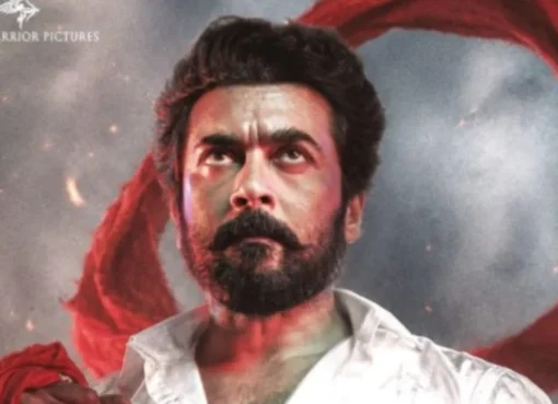 Suriya and Trisha Krishnan looking intense on the new Karuppu movie poster.