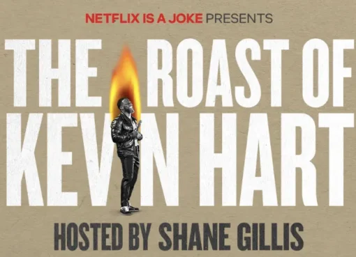 A photo of Kevin Hart looking surprised during his roast.