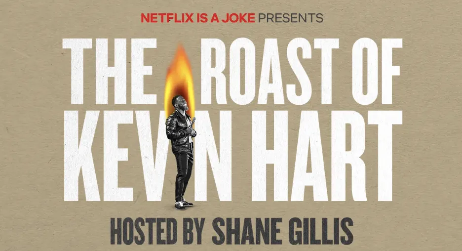 A photo of Kevin Hart looking surprised during his roast.