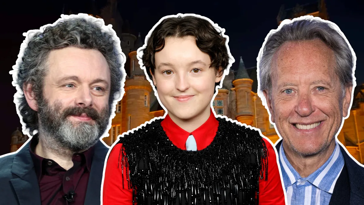 Bella Ramsey, Michael Sheen, and Richard E. Grant looking mysterious for 'The Celebrity Traitors' show.