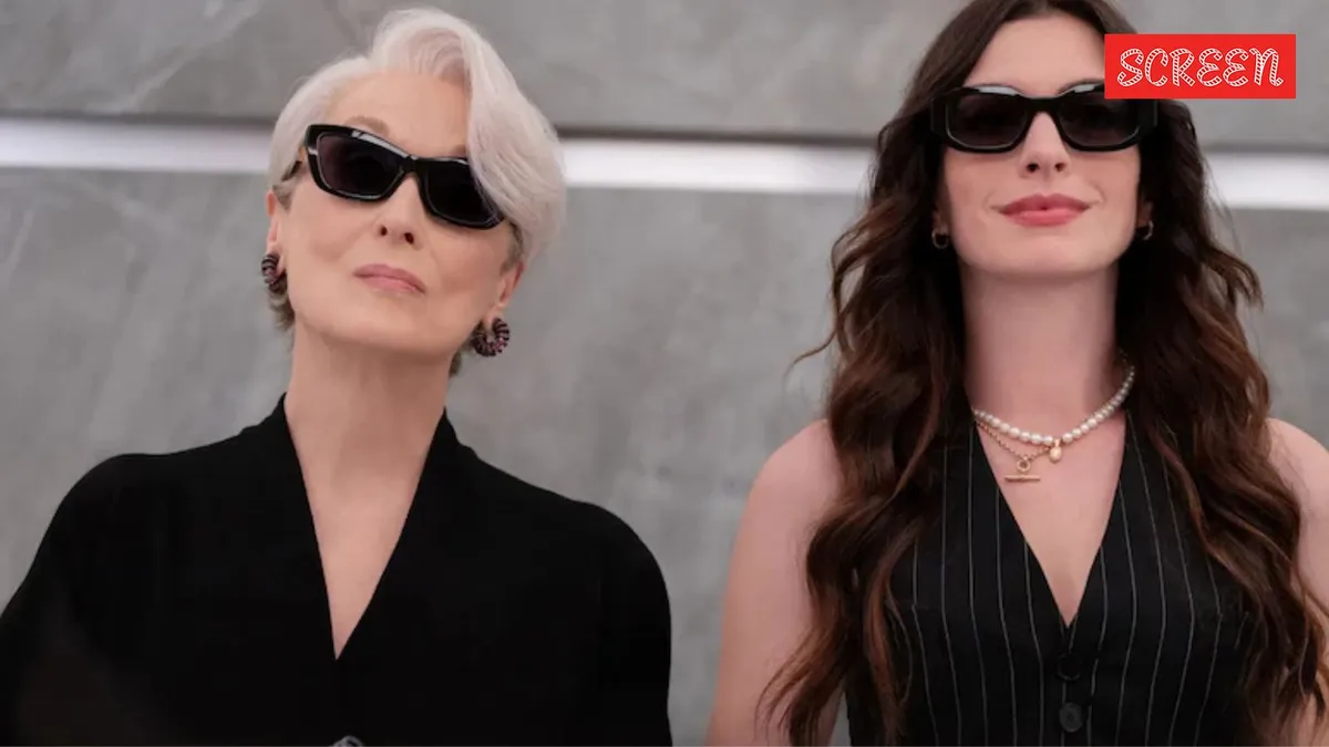 A still image from The Devil Wears Prada showing Meryl Streep and Anne Hathaway.