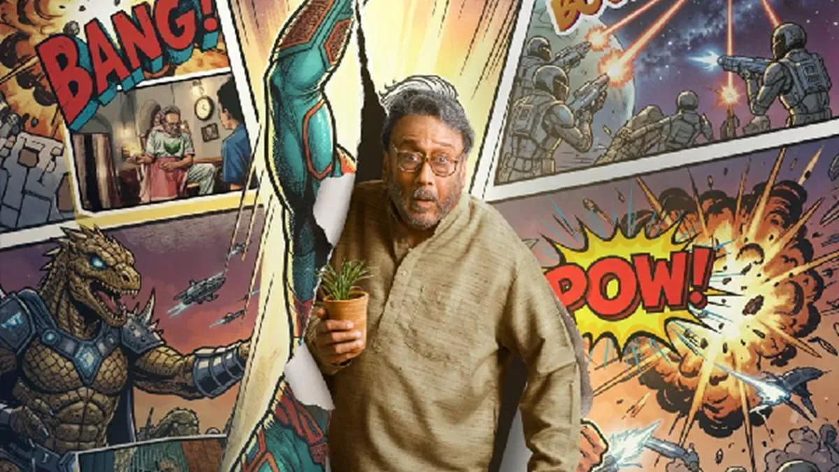 Jackie Shroff looking sharp in a superhero costume from 'The Great Grand Superhero' teaser.