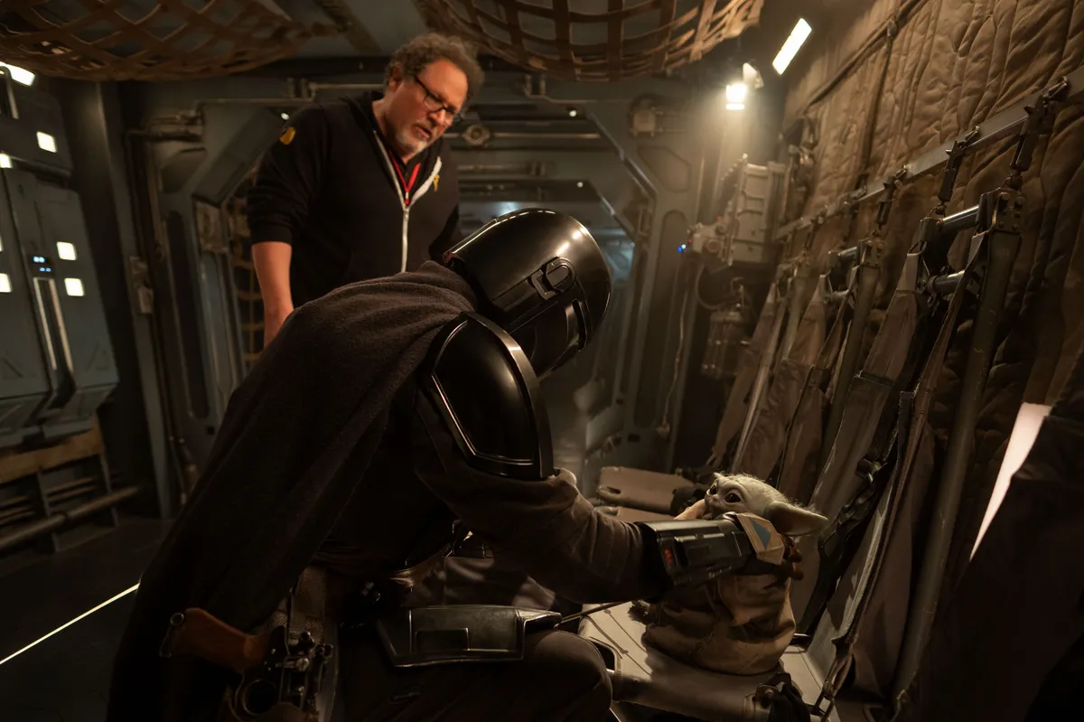 Jon Favreau discussing the AT-AT fight sequence in 'The Mandalorian & Grogu'.