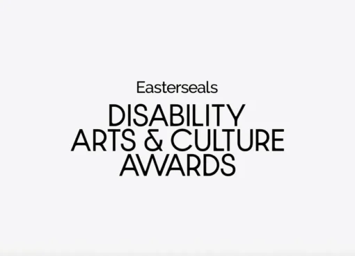 Award statue with new Easterseals Disability Arts & Culture Awards logo.