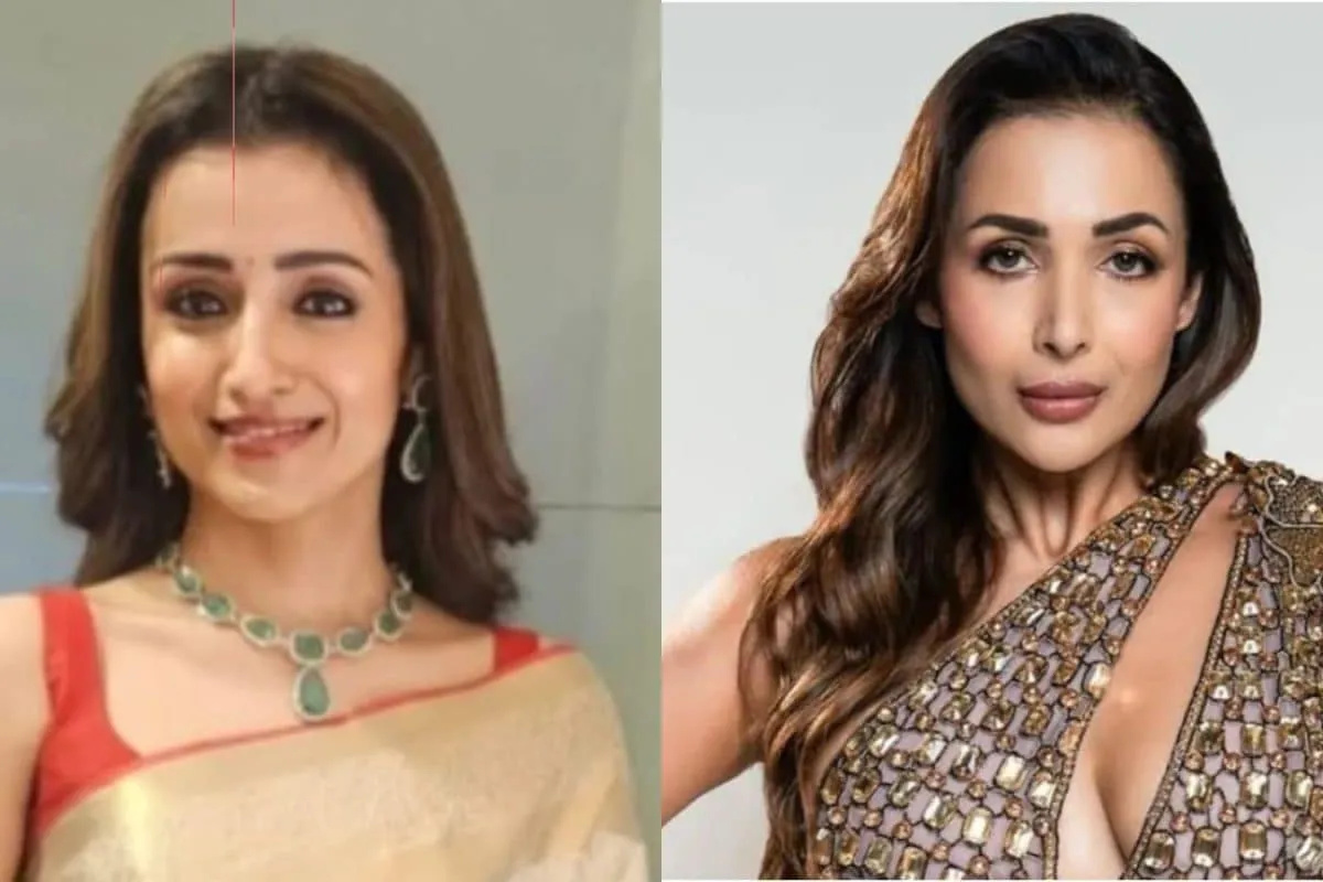 Collage of Trisha Krishnan and Malaika Arora.