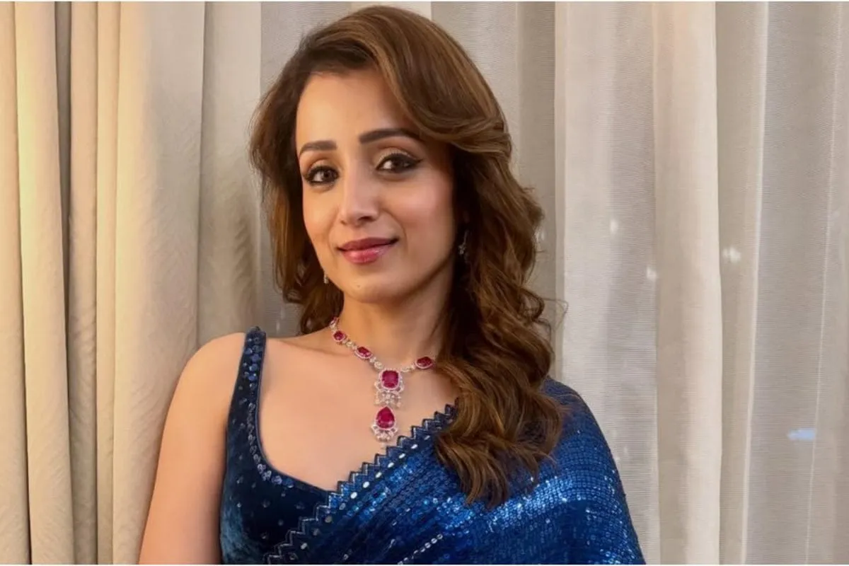 Actress Trisha Krishnan smiling during her birthday celebration