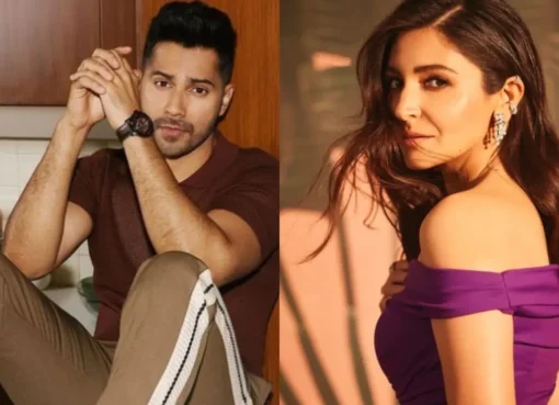 Collage of Bollywood actors Varun Dhawan and Anushka Sharma.