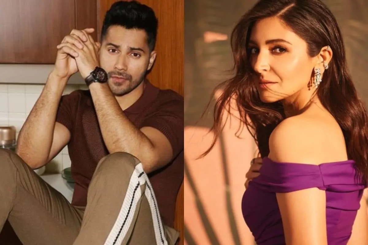 Collage of Bollywood actors Varun Dhawan and Anushka Sharma.