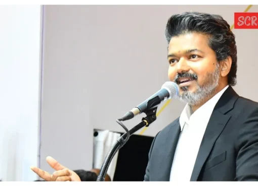 Close-up photo of actor Vijay looking thoughtful.