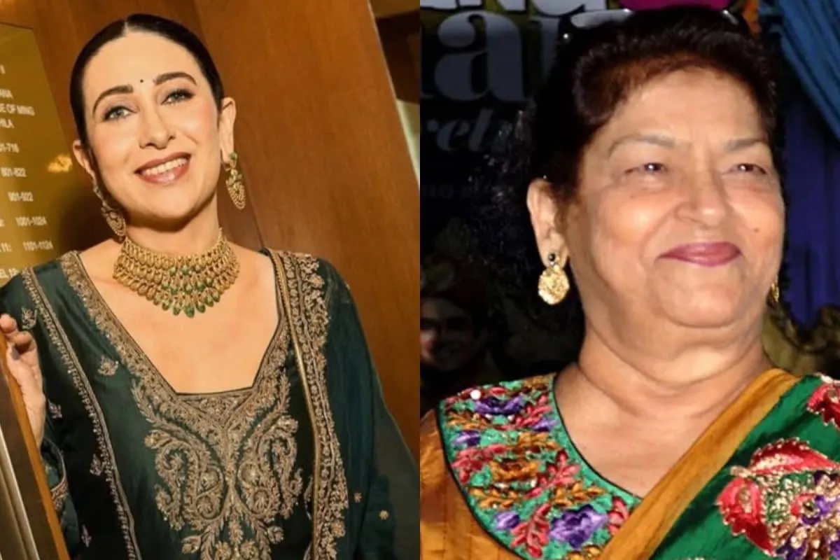 Karisma Kapoor dancing in a colorful Bollywood song sequence