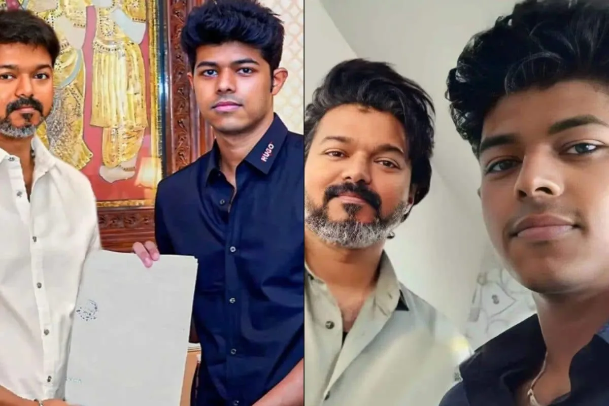 A photo of Thalapathy Vijay smiling.