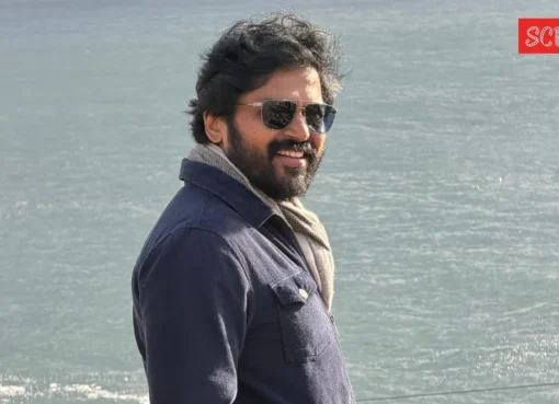 Karthi, the actor, smiling brightly