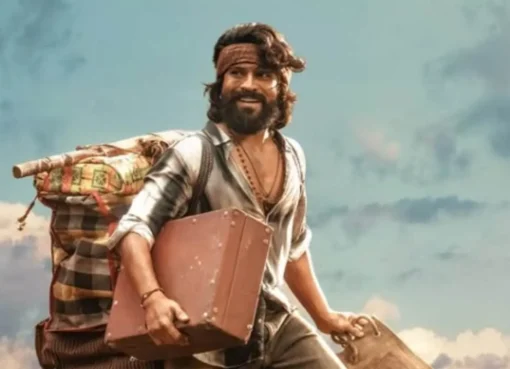 Ram Charan in a dramatic pose for the movie Peddi, perhaps in a poster or still.