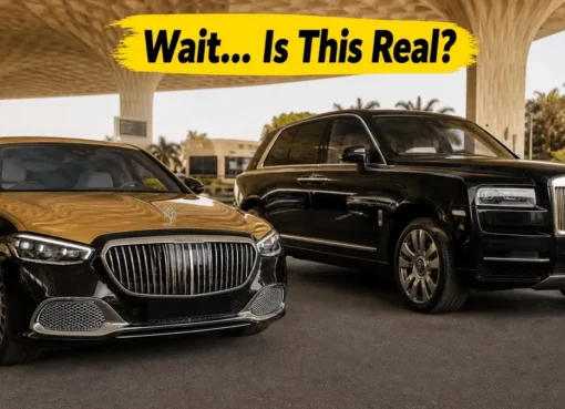 Bollywood celebrity arriving at the airport in a luxury Rolls-Royce car.