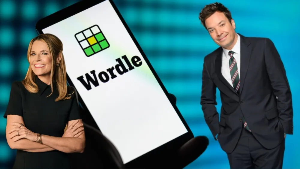 Savannah Guthrie smiling, with the Wordle logo in the background, suggesting a TV game show.