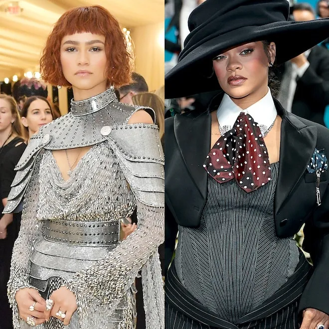 Stars posing on the red carpet at the Met Gala.
