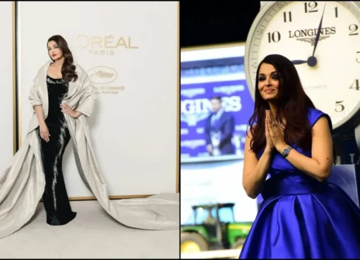 Aishwarya Rai Bachchan smiling gracefully, perhaps in a luxurious hotel setting, embodying elegance.
