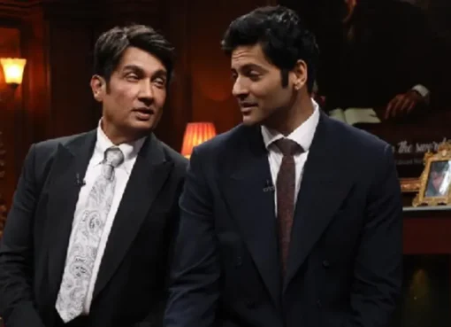 Actor Ali Fazal speaking passionately.