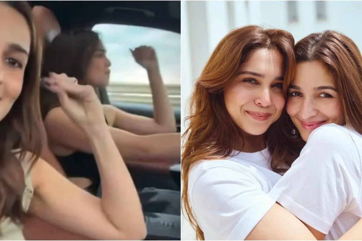 Alia Bhatt and Sharvari smiling during an Instagram Live session.