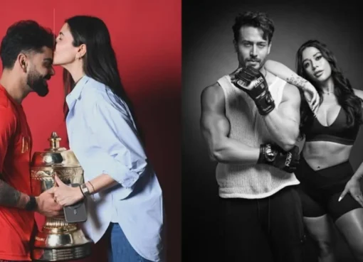 Anushka Sharma kissing Virat Kohli happily after a cricket match.