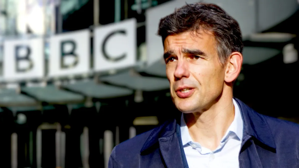 A graphic showing the BBC logo with a downward trending arrow.