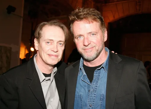 Steve Buscemi and Aidan Quinn filming 'Ages of the Moon'.