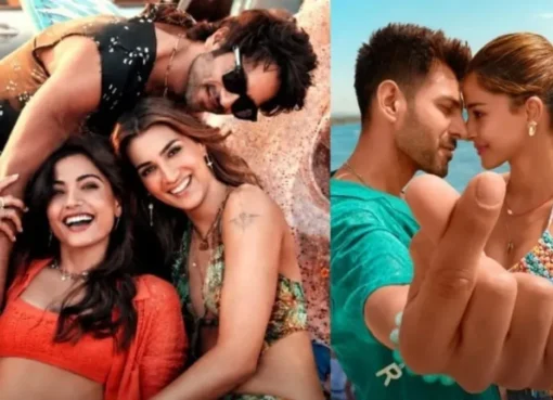 Shahid Kapoor and Kriti Sanon looking stylish in a scene from Cocktail 2