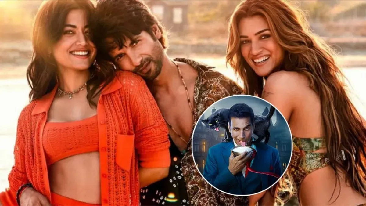 Shahid Kapoor and Kriti Sanon looking stylish in a scene from Cocktail 2