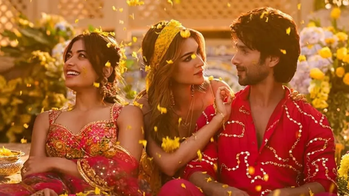 Still image from the movie Cocktail 2 showing Shahid Kapoor and Rashmika Mandanna.