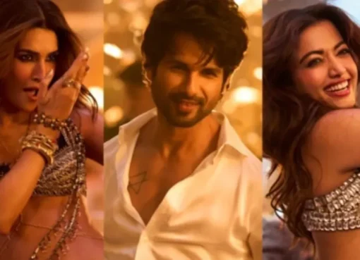Shahid Kapoor, Kriti Sanon, and Rashmika Mandanna in Cocktail 2 movie poster.