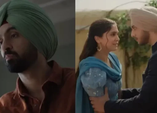 Diljit Dosanjh, Vedang Raina, and Sharvari on the movie poster for Main Vaapas Aaunga.