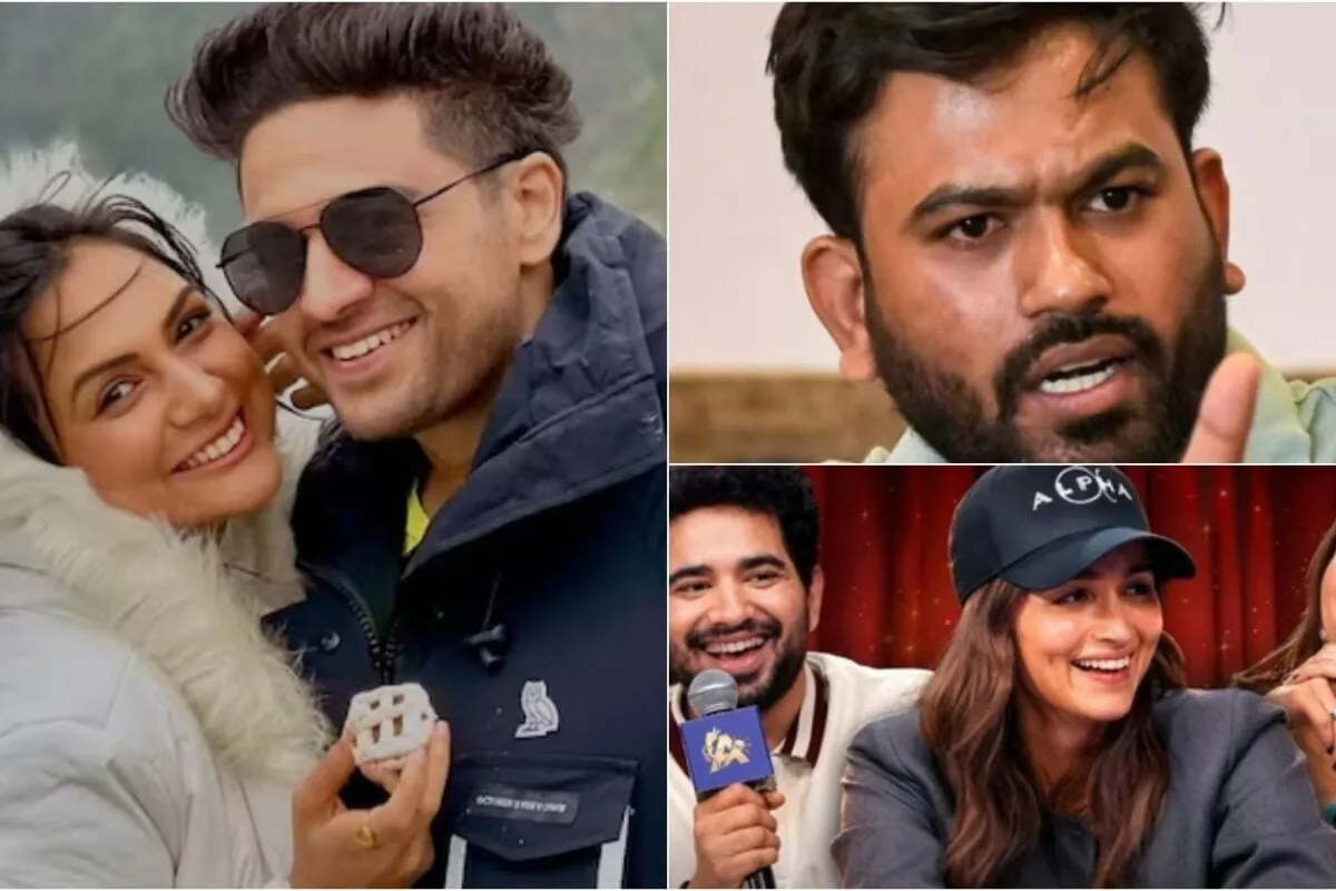 A collage showing Samay Raina on a stage and Gaurav Khanna looking thoughtful.