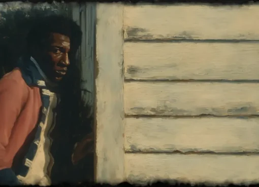 A screenshot from a documentary showing historical figures.