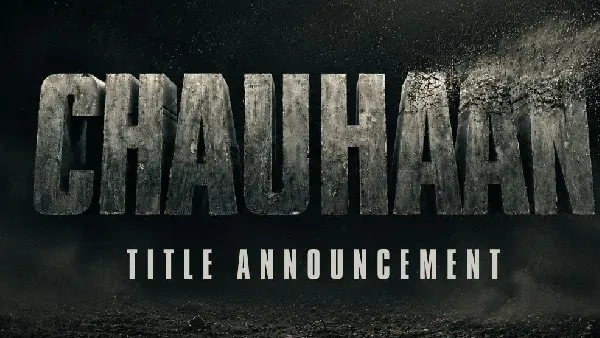 Ajay Devgn looking intense in an action pose for the movie Chauhaan.