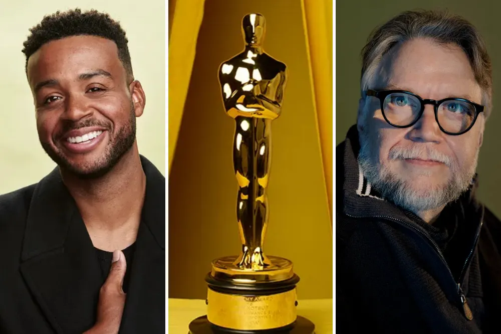 Guillermo del Toro and Kris Bowers smiling.