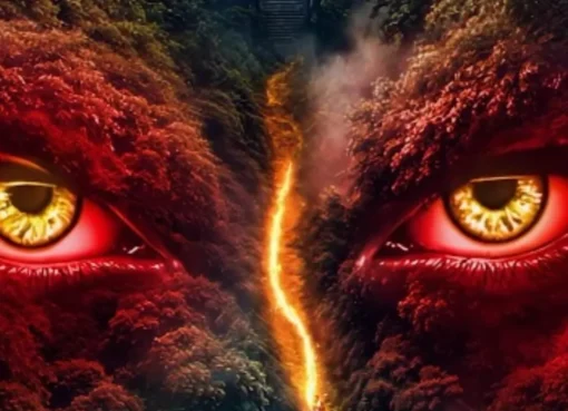 Sidharth Malhotra and Tamannaah Bhatia looking intense in a dynamic, lush forest setting, possibly from their film Vvan: Force of the Forest.