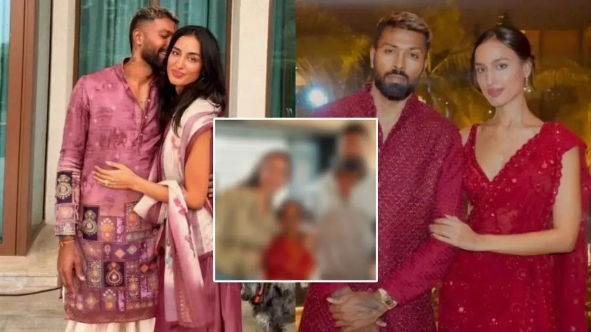 Hardik Pandya and rumored girlfriend Mahieka Sharma in a viral photo where she is seen wearing sindoor.
